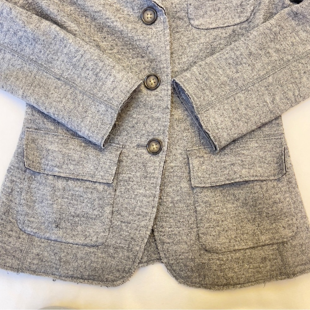 Banana Republic Wool Blend Knit Blazer Size 0 Gray Tailored Career Jacket - Picture 12 of 16